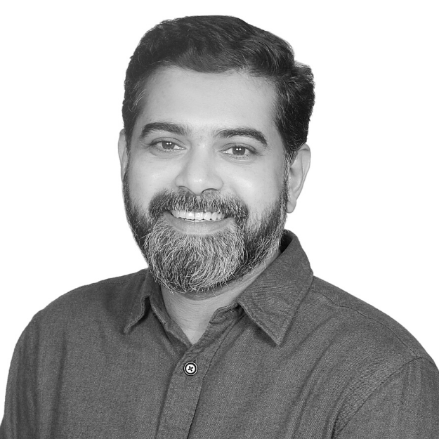 Black and white headshot of Prasanth Nandakumar